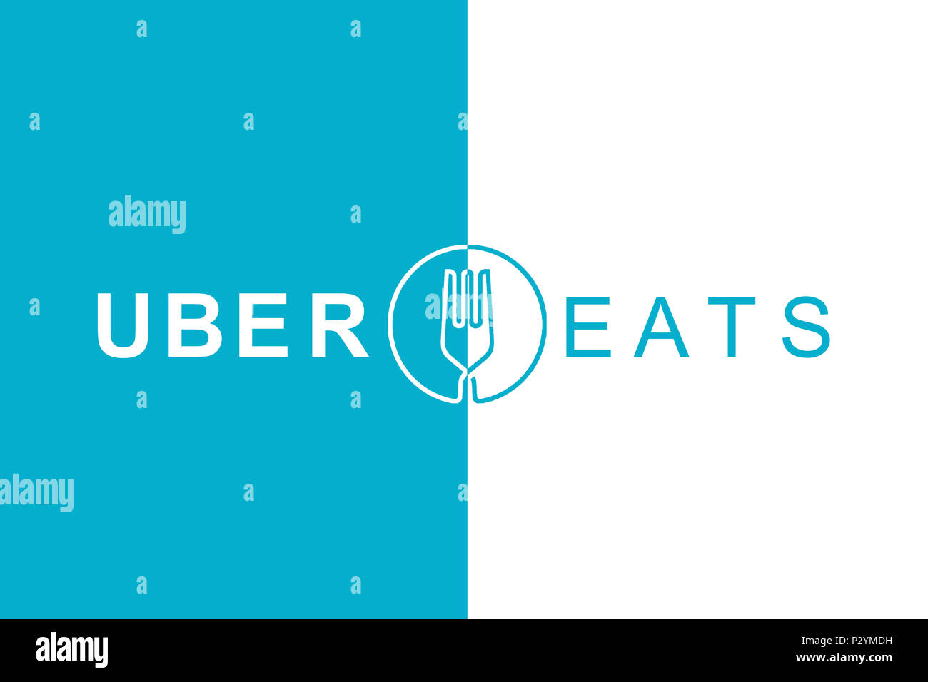 Portugal, Lisbon, June 16, 2018 illustration of the UBER eats logo. A