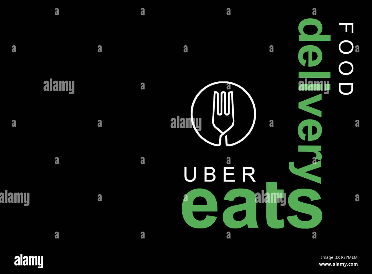 Portugal, Lisbon, June 16, 2018 illustration of the UBER eats logo. A