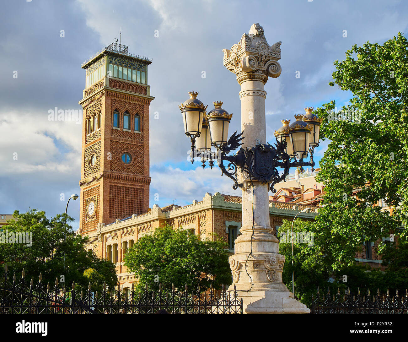 Casa Arabe (Arab House) at sunset. View from The Parque del Buen Retiro Park of Madrid, Spain. Stock Photo
