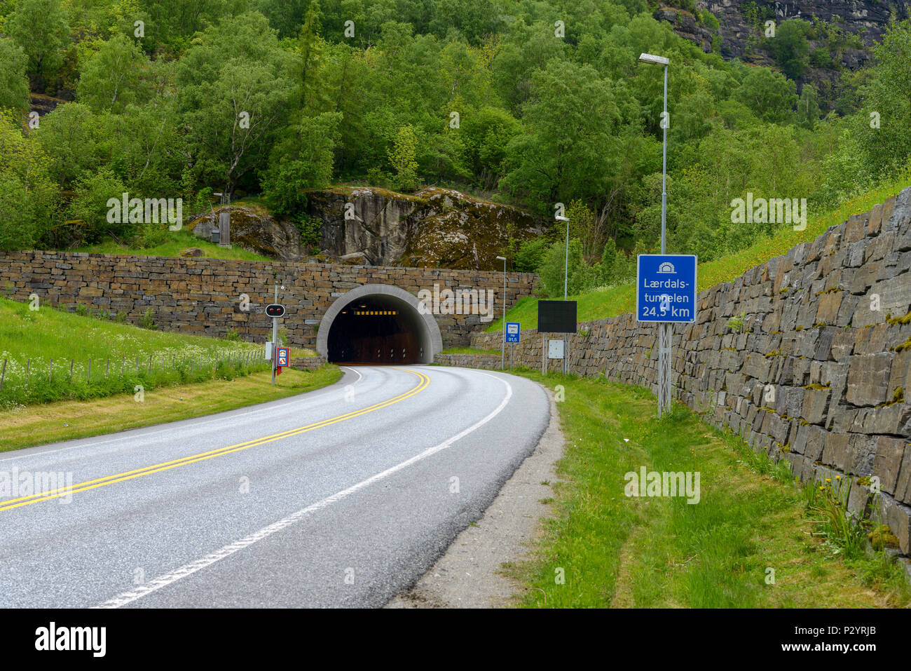 Laerdal Tunnel in Norway - the longest road tunnel in the world, it's 24.5 KM long. Stock Photo