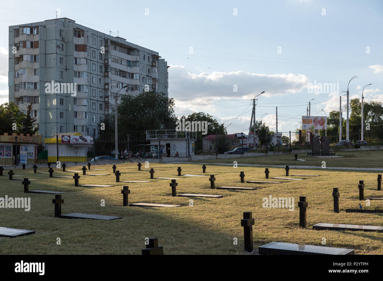 Bender, Moldova, grave crosses on the Heldenfriedhof Stock Photo
