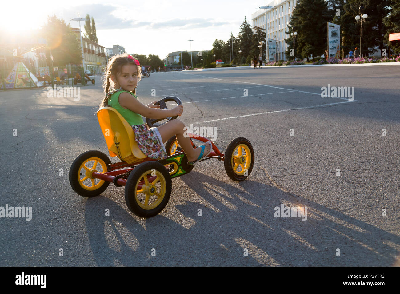 Bender, Moldova, girl with a go kart Stock Photo - Alamy