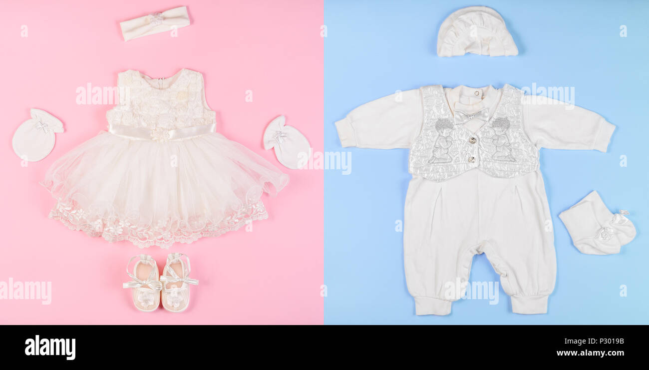 A beautiful overall for a newborn boy and dress for a newborn girl, top ...