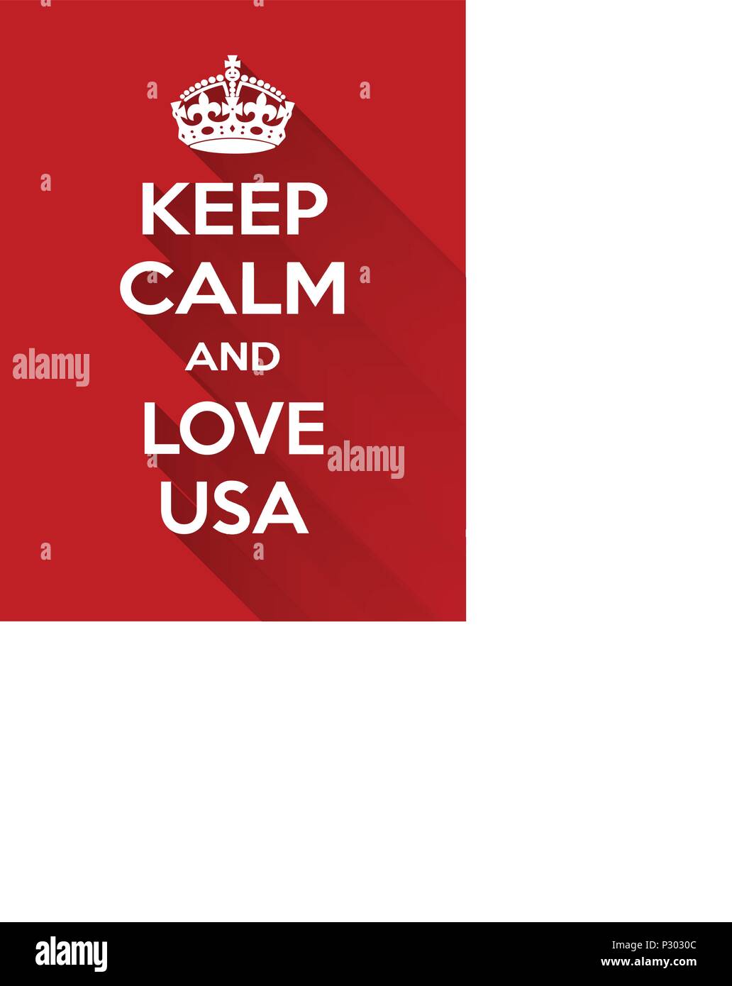 Vertical rectangular red-white motivation the love on usa poster based in vintage retro style Keep clam Stock Vector