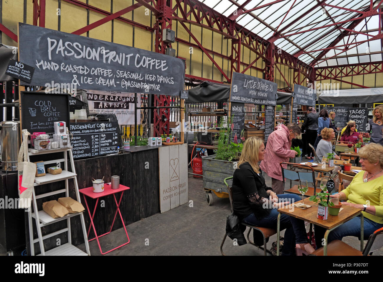 Altrincham Market House, Passion Fruit Coffee Stall, Trafford, Greater Manchester, North West England, UK Stock Photo