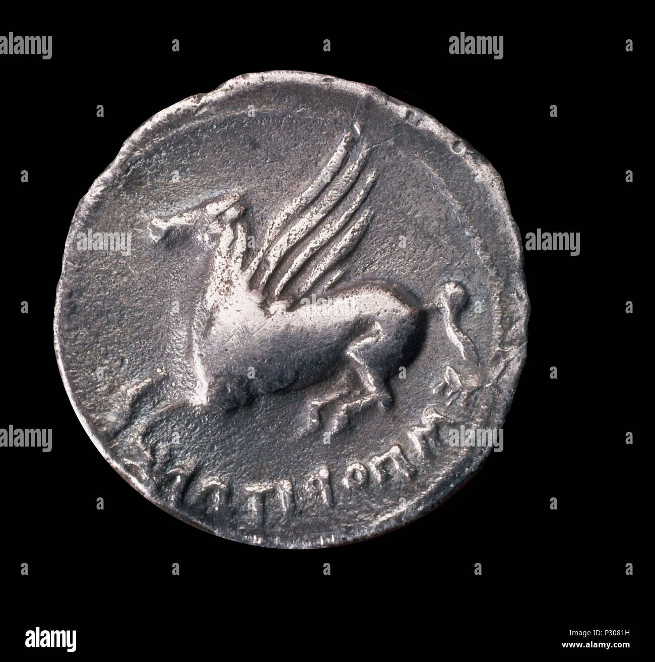 MONEDA-REVERSO DRACMA EMPORITANA-. Location: GABINETE NUMISMATICO, BARCELONA, SPAIN. Stock Photo