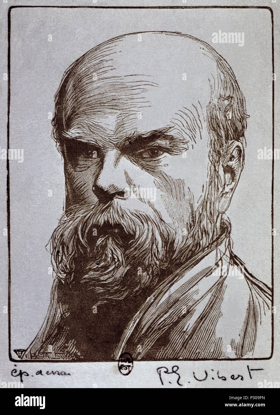 PABLO VERLAINE (1844-1896) POETA FRANCES PERTENECIENTE AL MOVIMIENTO SIMBOLISTA. Author: VIBERT. Location: NATIONAL LIBRARY, FRANCE. Stock Photo