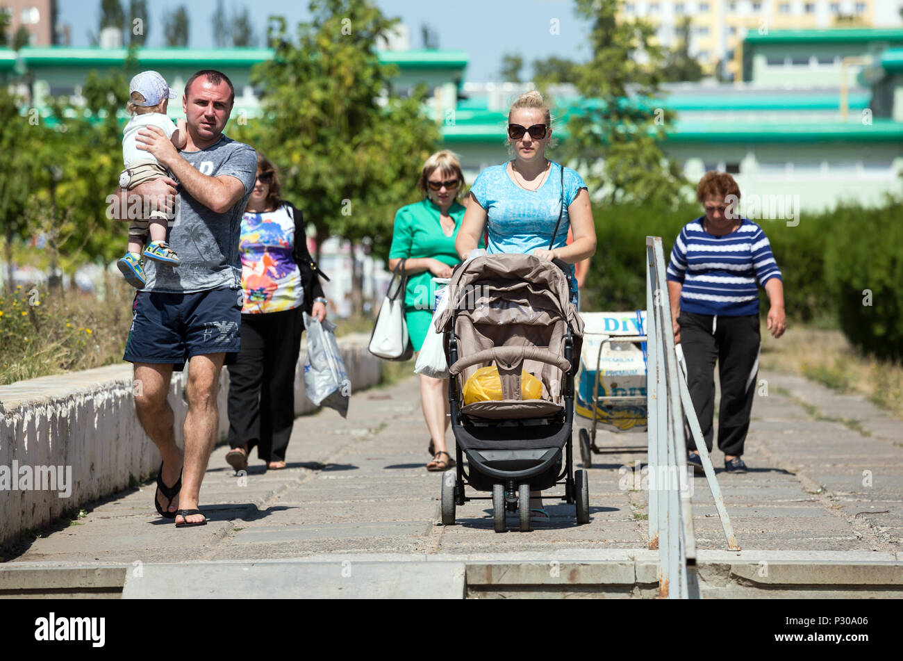 Tiraspol, Moldova, passersby in the city center Stock Photo