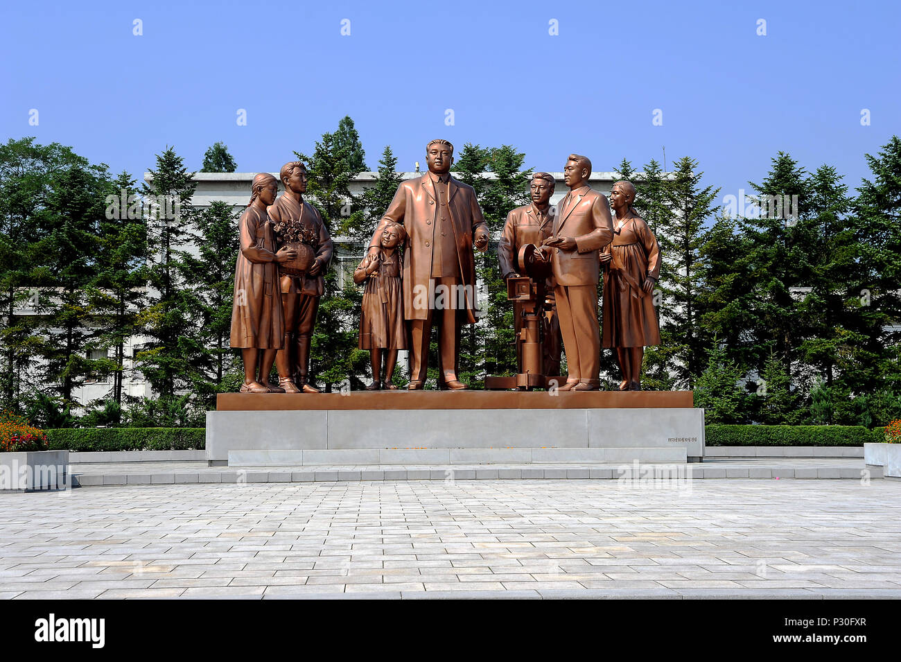 Pyongyang, North Korea, figure group with Kim Il-Sung at the film studios Stock Photo