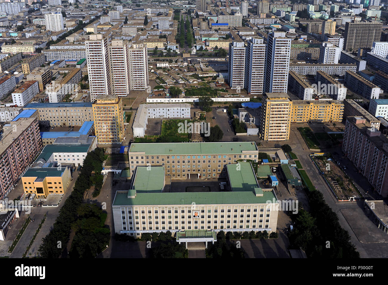 Pyongyang, North Korea, residential and office building in the center Stock Photo