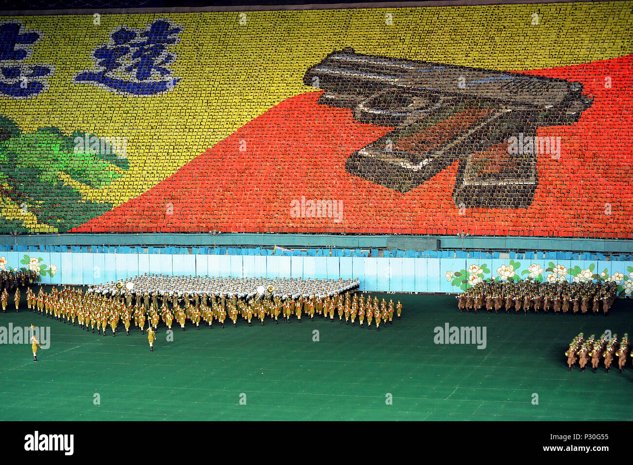 Pyongyang, North Korea, dancers and acrobats at the Arirang Festival Stock Photo