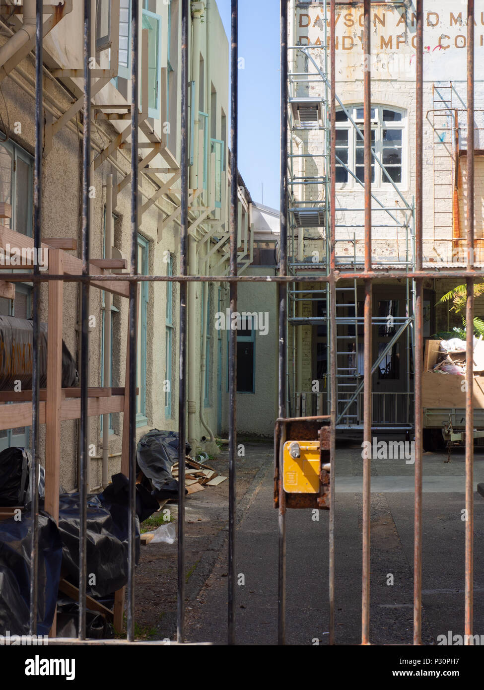 Alleyway At The Back Of Some Buildings In The City Stock Photo