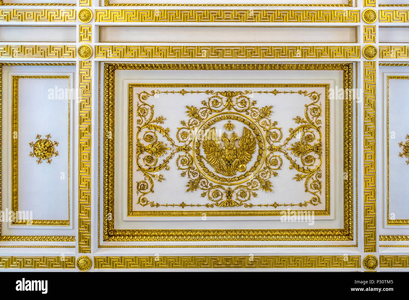 Decoration, Large Throne Room, The Hermitage St. Petersburg Russia Stock Photo