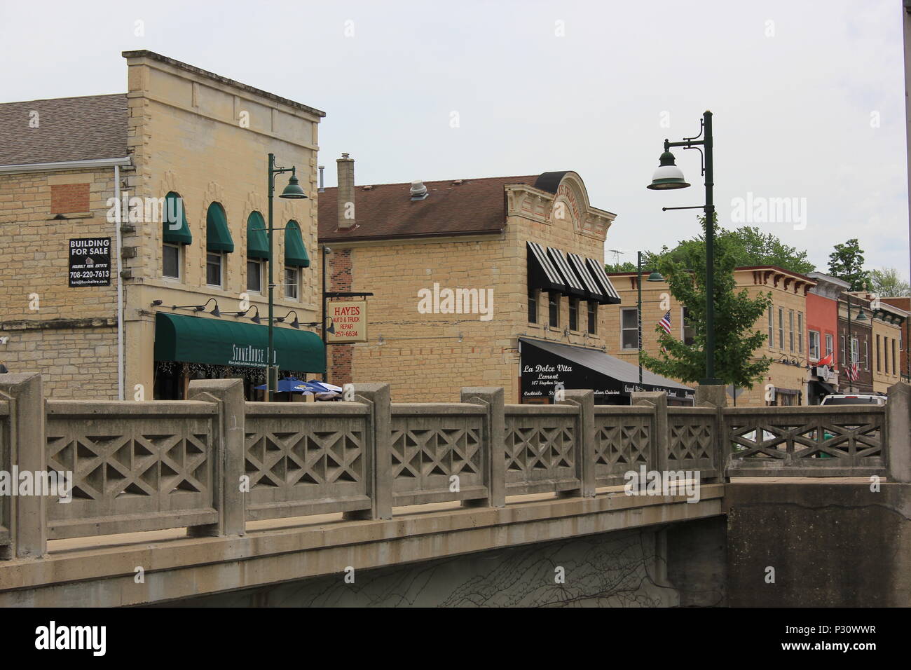 Local scenery of historic Lemont, Illinois. Stock Photo