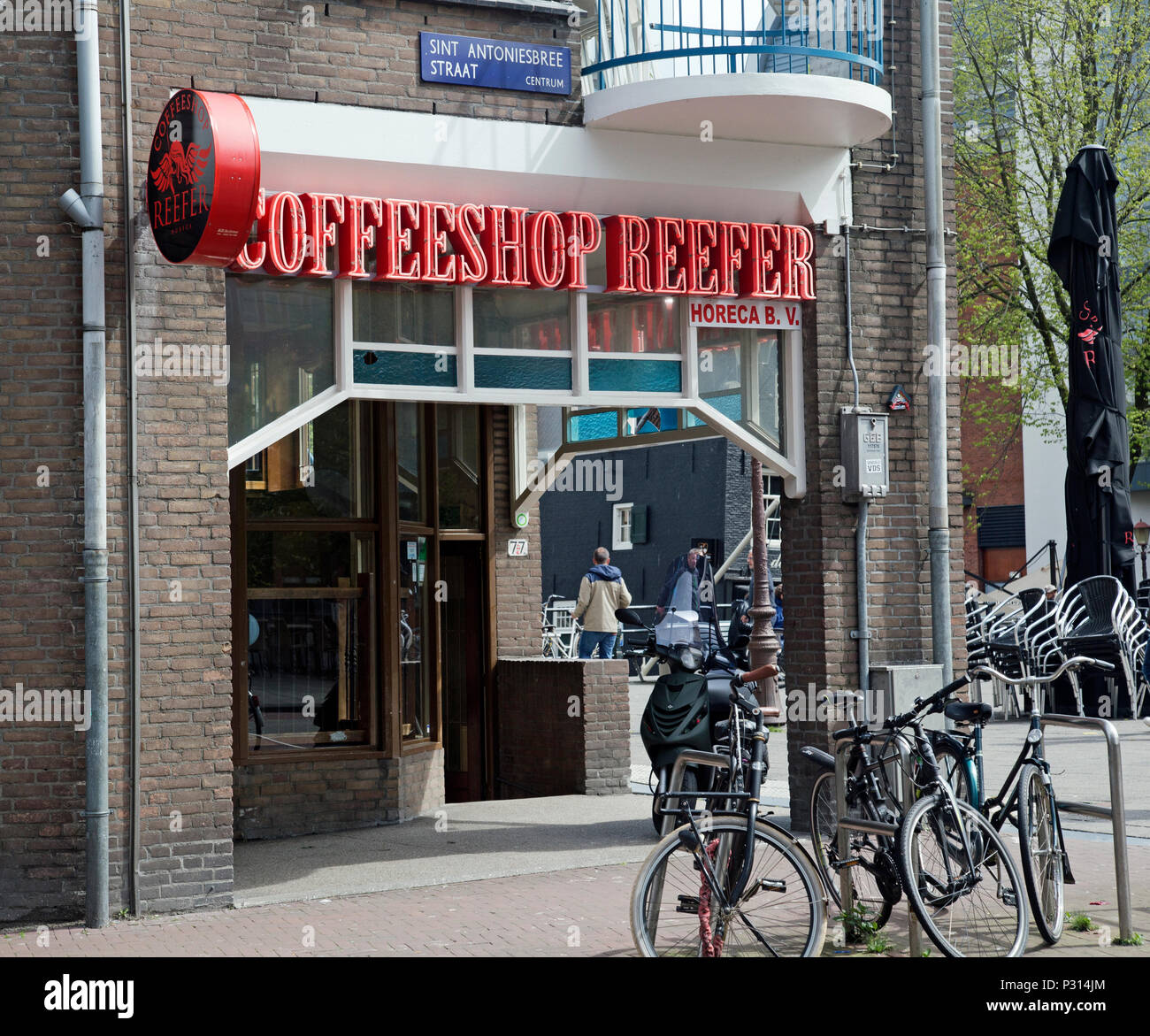 Amsterdam, Netherlands, June 2018, A coffee shop with the name 'Coffeeshop reefer' Stock Photo