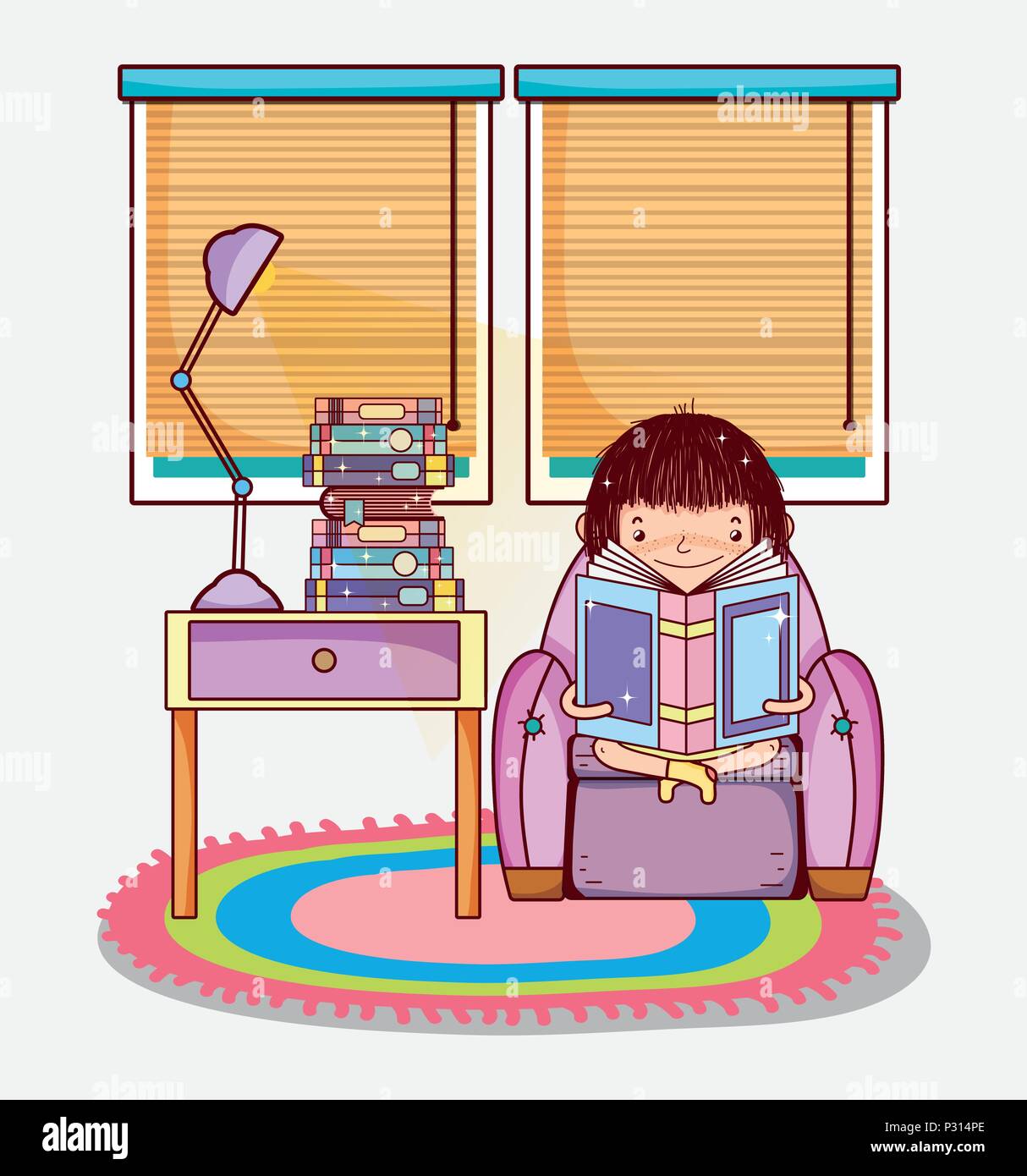 Girl with books cartoons Stock Vector Image & Art - Alamy