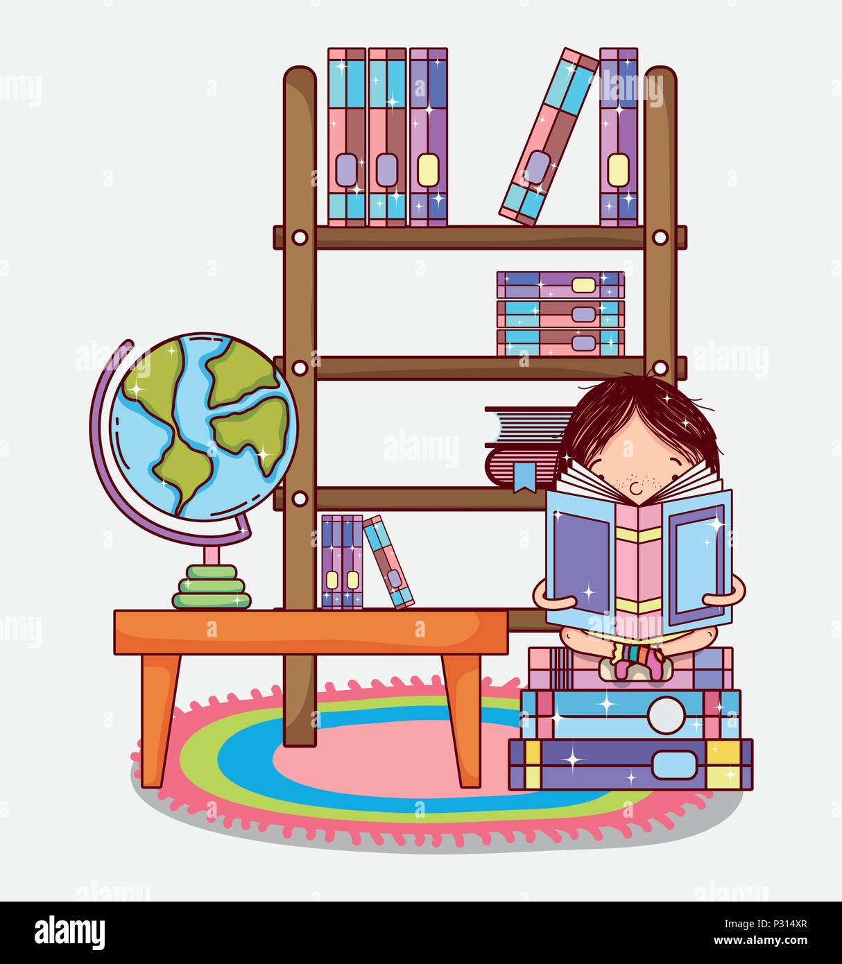 Girl with books cartoons Stock Vector Image & Art - Alamy