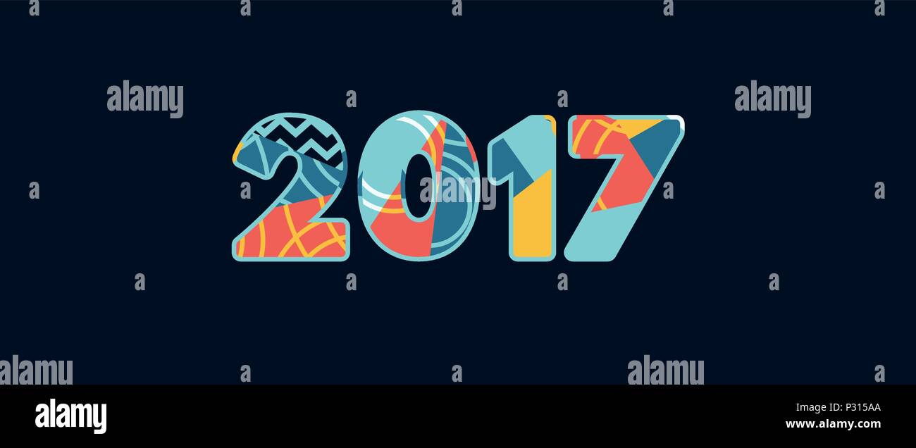 The year 2017 concept written in colorful abstract typography. Vector ...