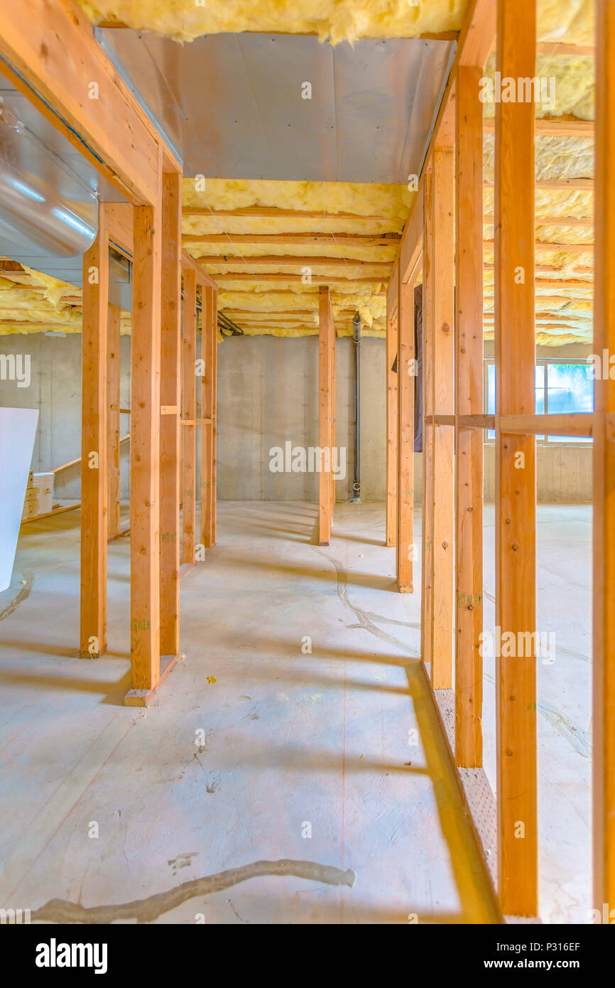 Basement construction in new home in Eagle Mountain Utah Stock Photo