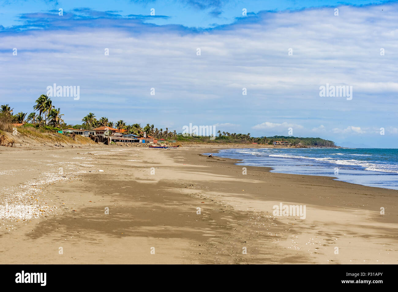 Panoramic view at the famous Playa Rompio located near Los Santos. Stock Photo