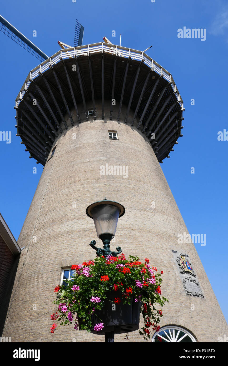 windmill from the jenever factory Nolet1, Schiedam, Holland Stock Photo