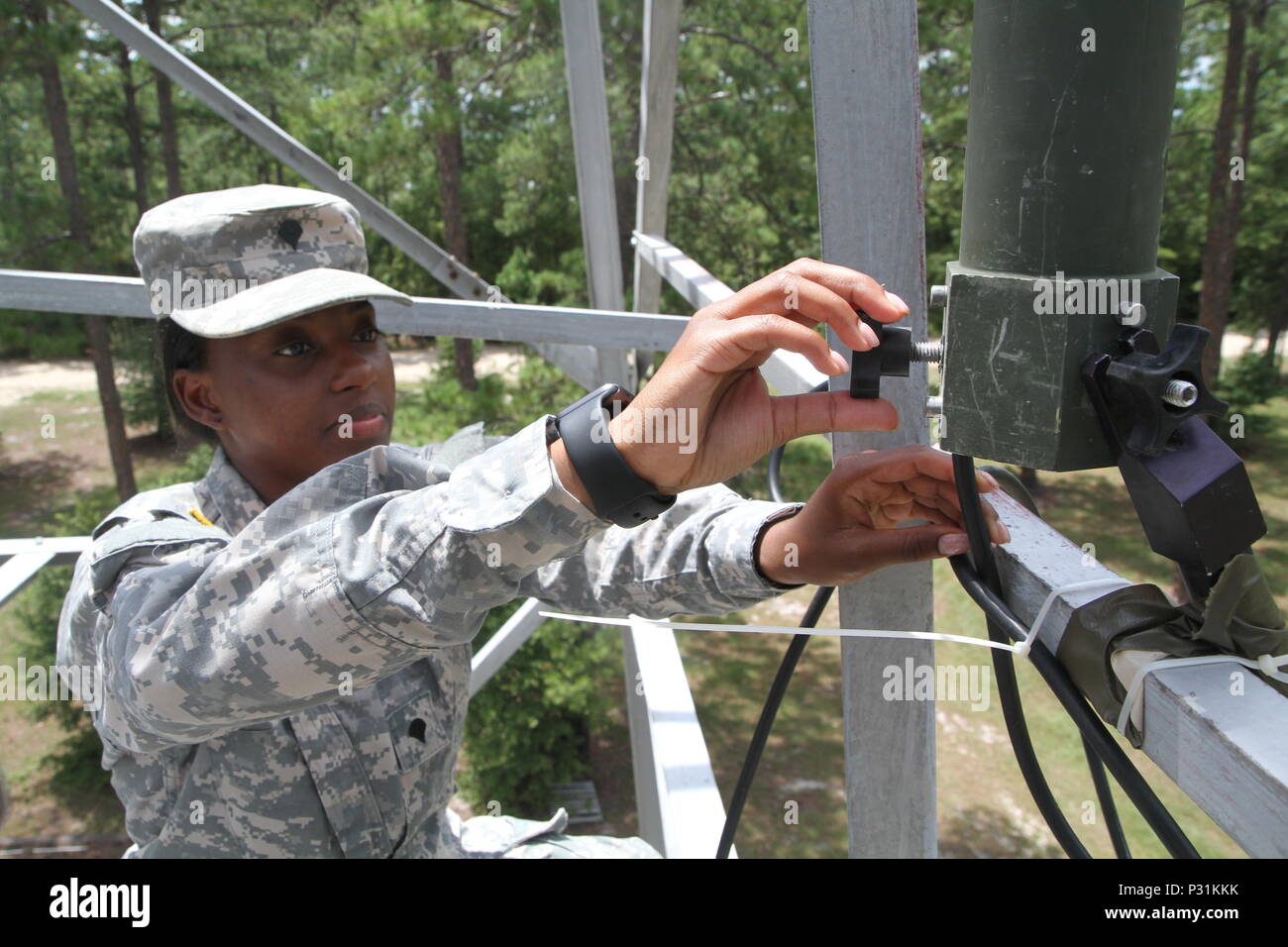 Spc. Ashante Warren, a signal support systems specialist with Charlie