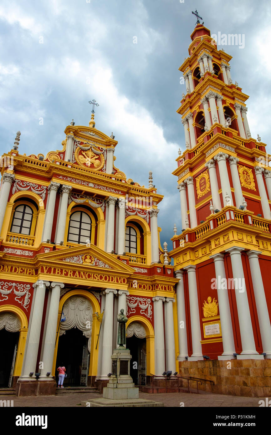 The basilica of Saint Francis is a must see monument when you visit Salta. This is an example of beautiful colonial architecture. Stock Photo