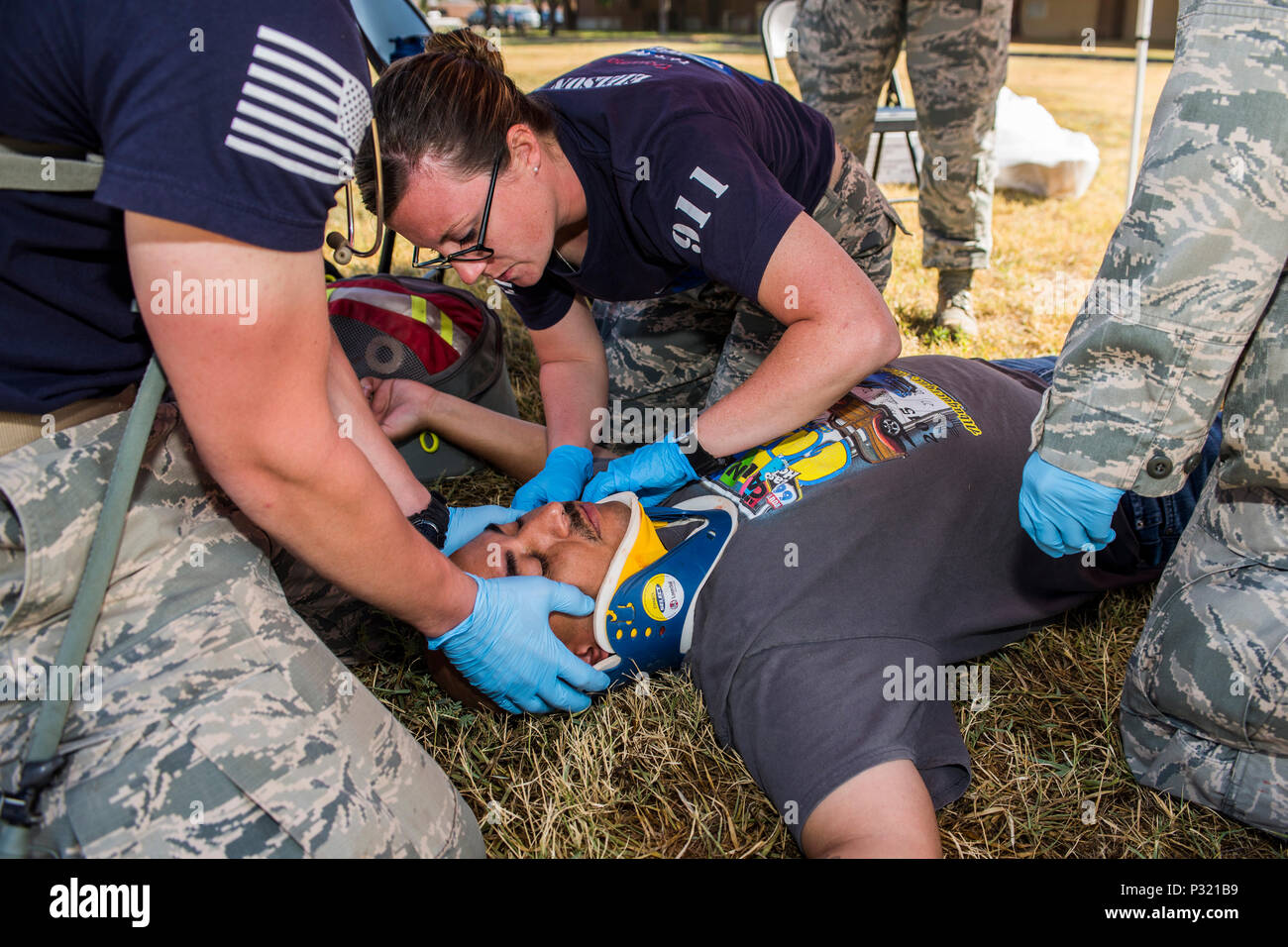 Emergency medical technicians assigned to the 354th Medical Group at