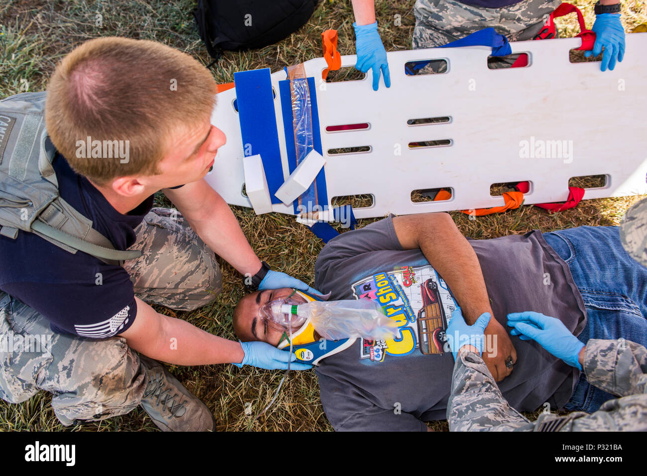Emergency medical technicians assigned to the 354th Medical Group at