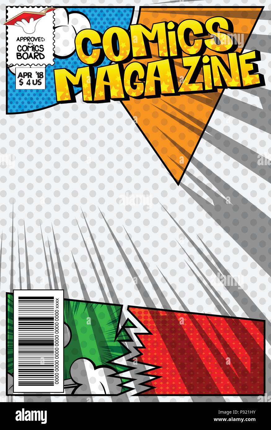 Editable comic book cover with abstract explosion background Stock ...