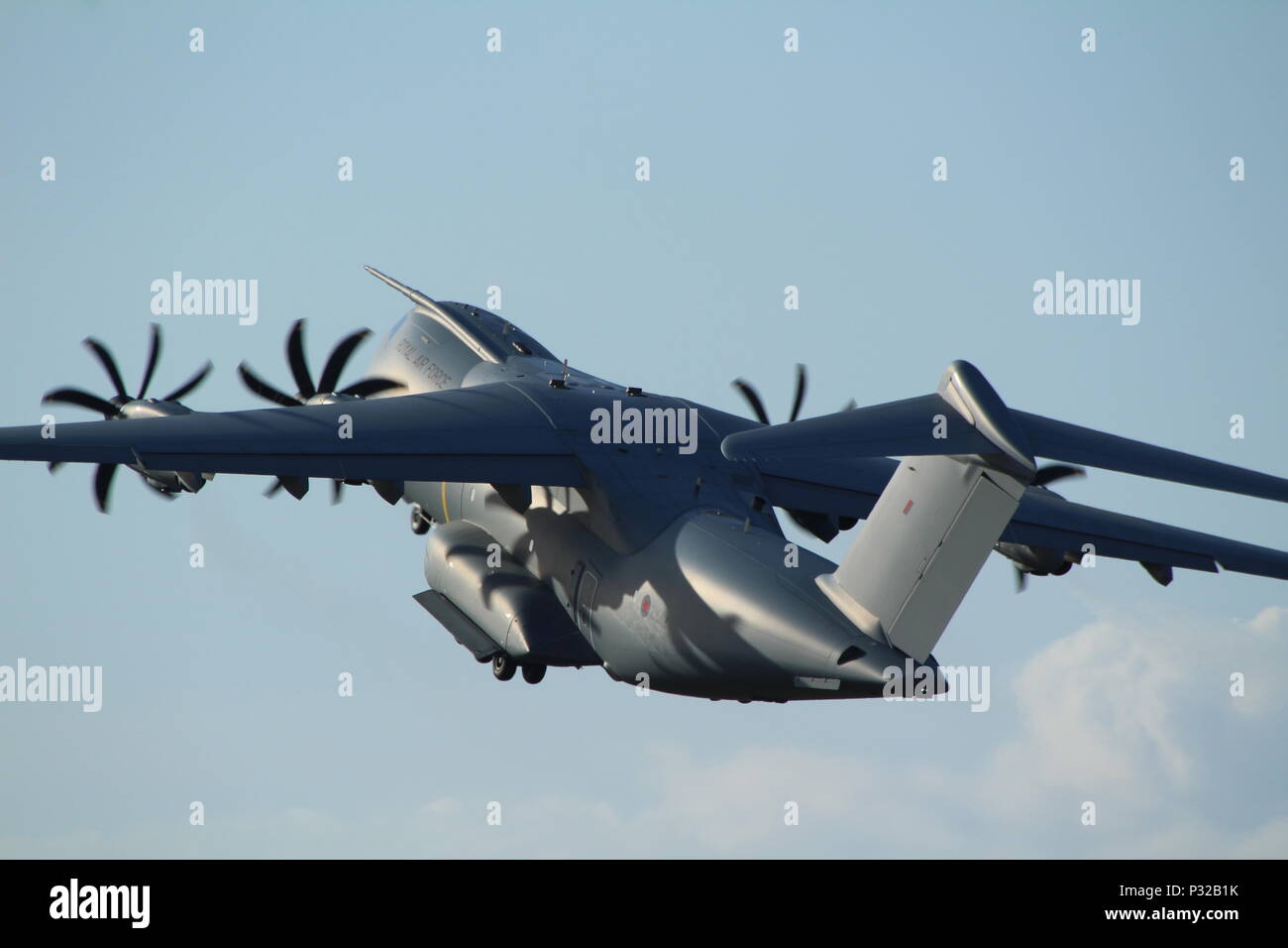 ZM414, an Airbus A400M Atlas C1 operated by the Royal Air Force, at Prestwick International Airport in Ayrshire. Stock Photo