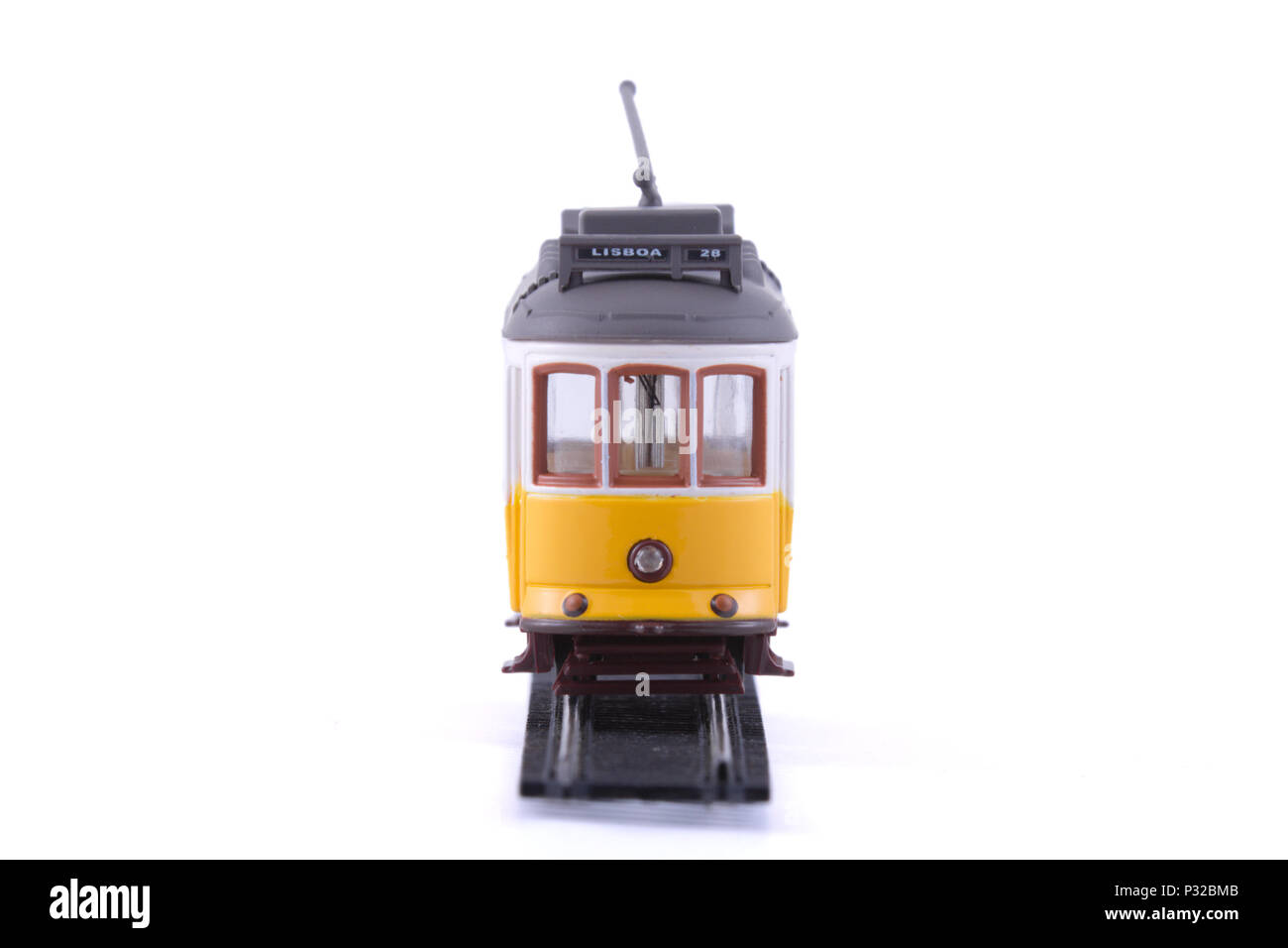 The Lisbon yellow tram. Stock Photo