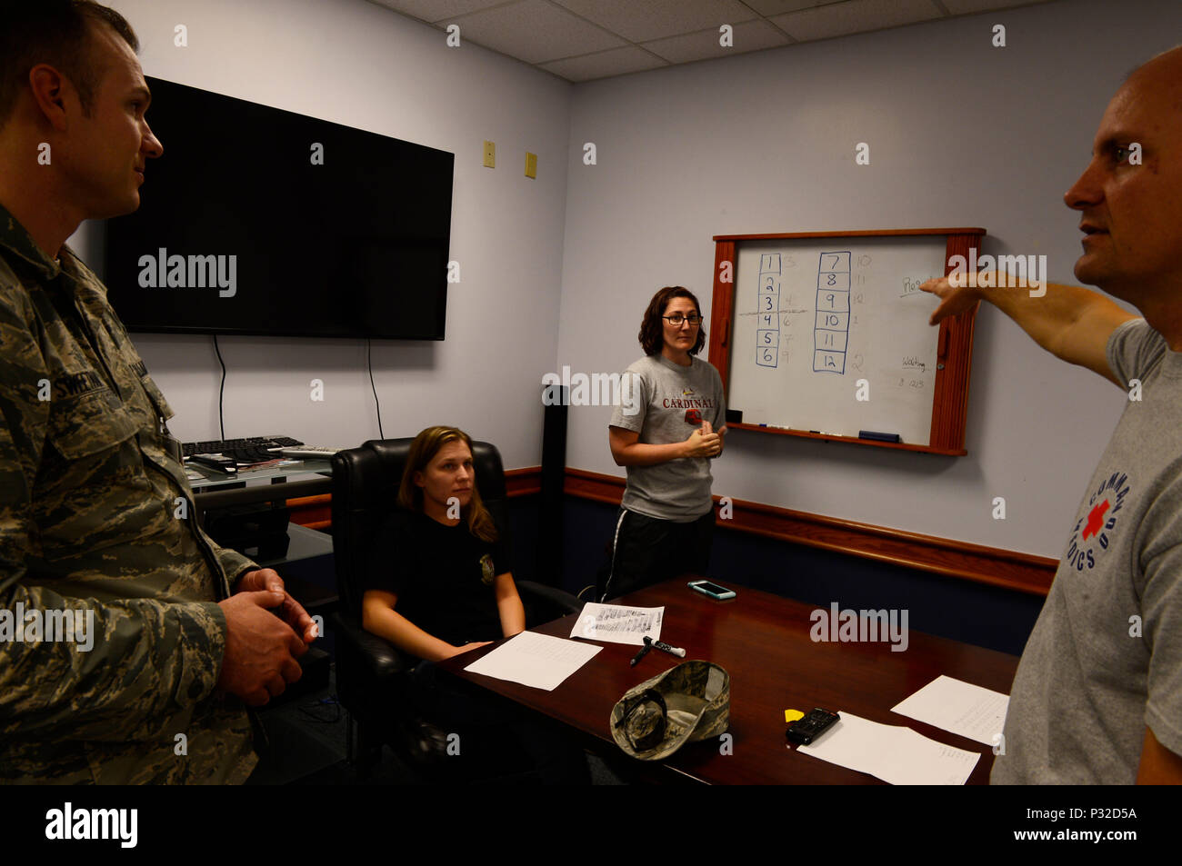 Medical personnel manning the operations center for the EMT exercise