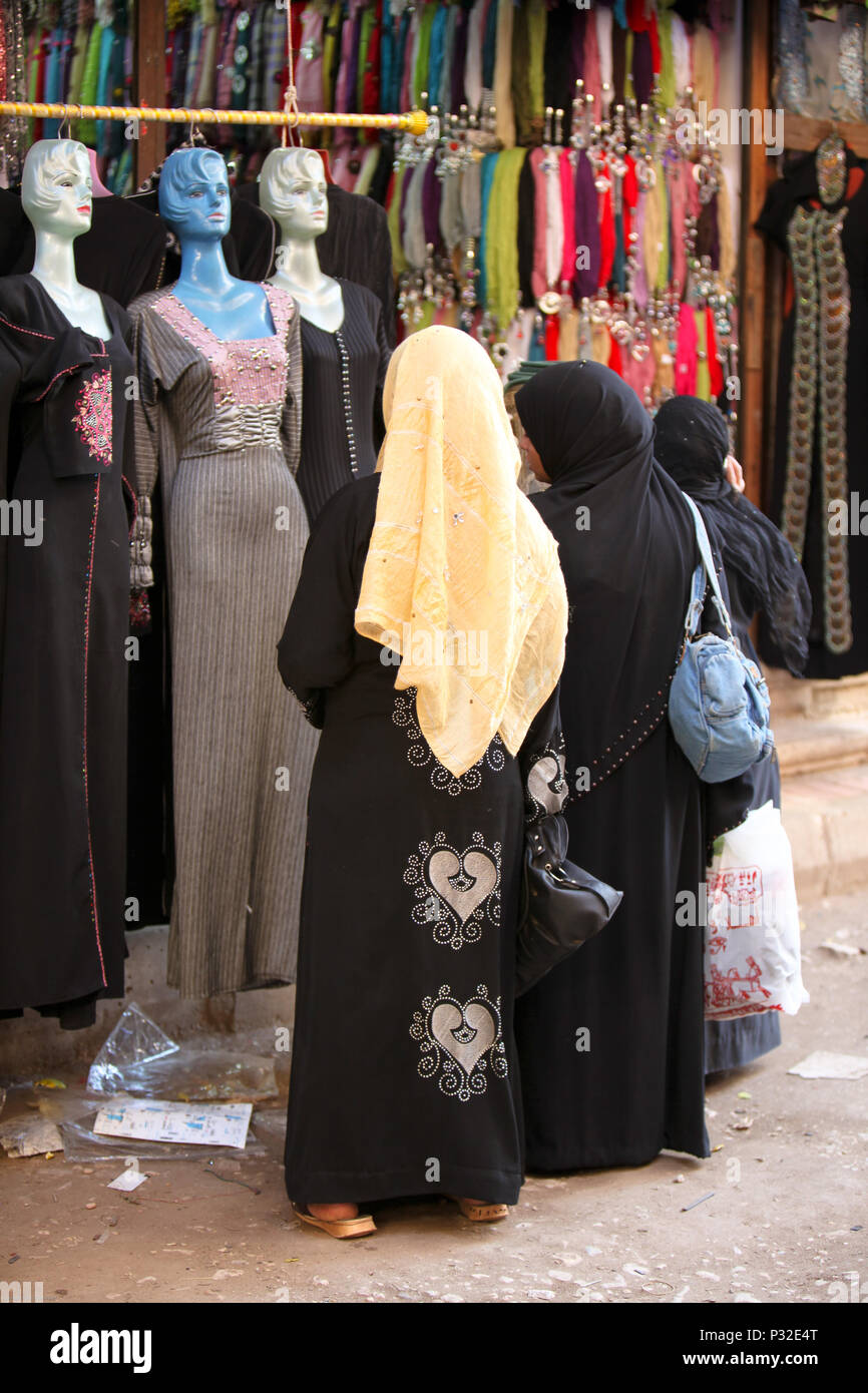 Open Market Shopping for Dresses Stock Photo