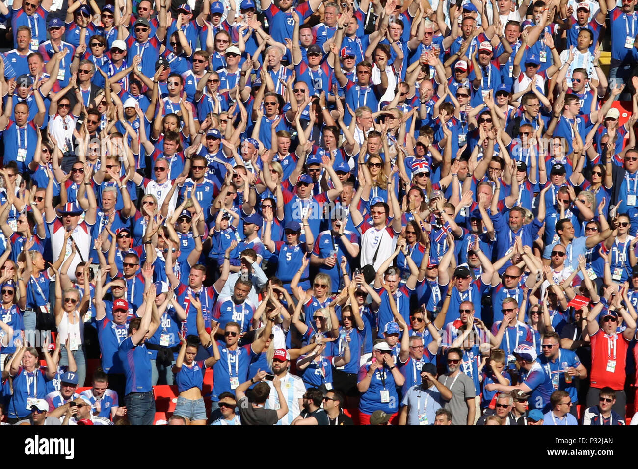 Spartak Stadium Moscow Russia 16th June 18 Fifa World Cup Football Group D Argentina Versus Iceland Iceland Fans Doing The Thunder Clap Credit Action Plus Sports Alamy Live News Stock Photo Alamy