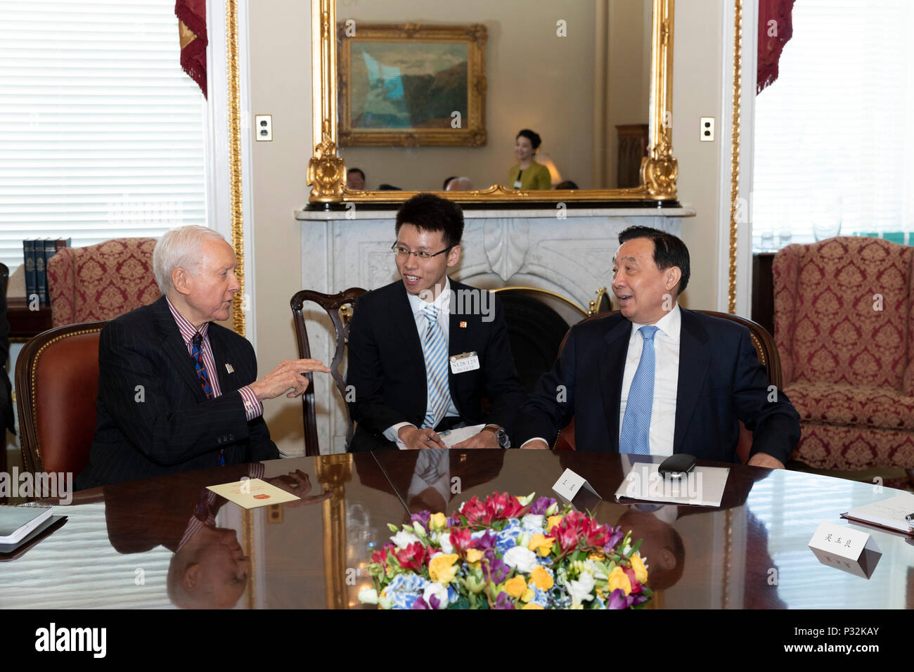 Washington, DC, USA. 14th June, 2018. Wang Chen (R), a member of the ...
