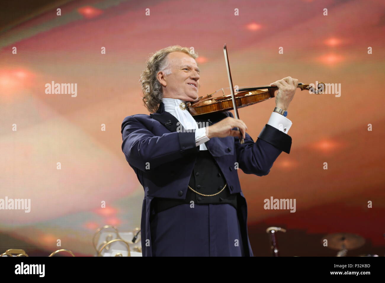 Sofia, Bulgaria. 16th June, 2018. Dutch violinist Andre Rieu performs during a concert in Sofia, Bulgaria, on June 16, 2018. Credit: Zhan Xiaoyi/Xinhua/Alamy Live News Stock Photo