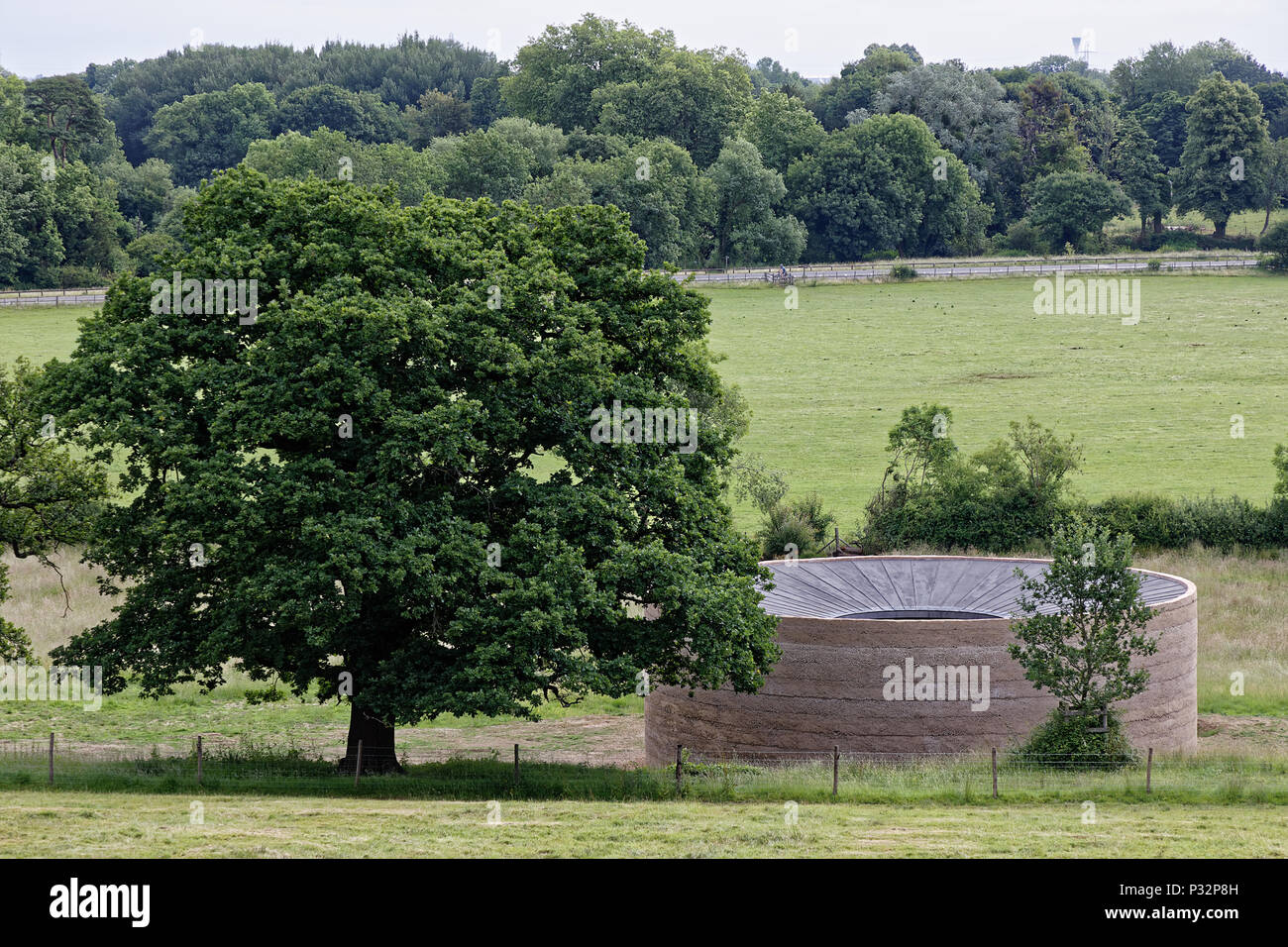 Sunday 17th June 2018. Runnymede Meadows, Surrey, England.'Writ In Water' designed by artist Mark Wallinger to 'reflect upon the founding principles of democracy'. Created in collaboration with Studio Octopi it opened to the public yesterday on16th June & sits on public 'land held in common' at Runnymede by the National Trust. Credit: wyrdlight/Alamy Live News Stock Photo