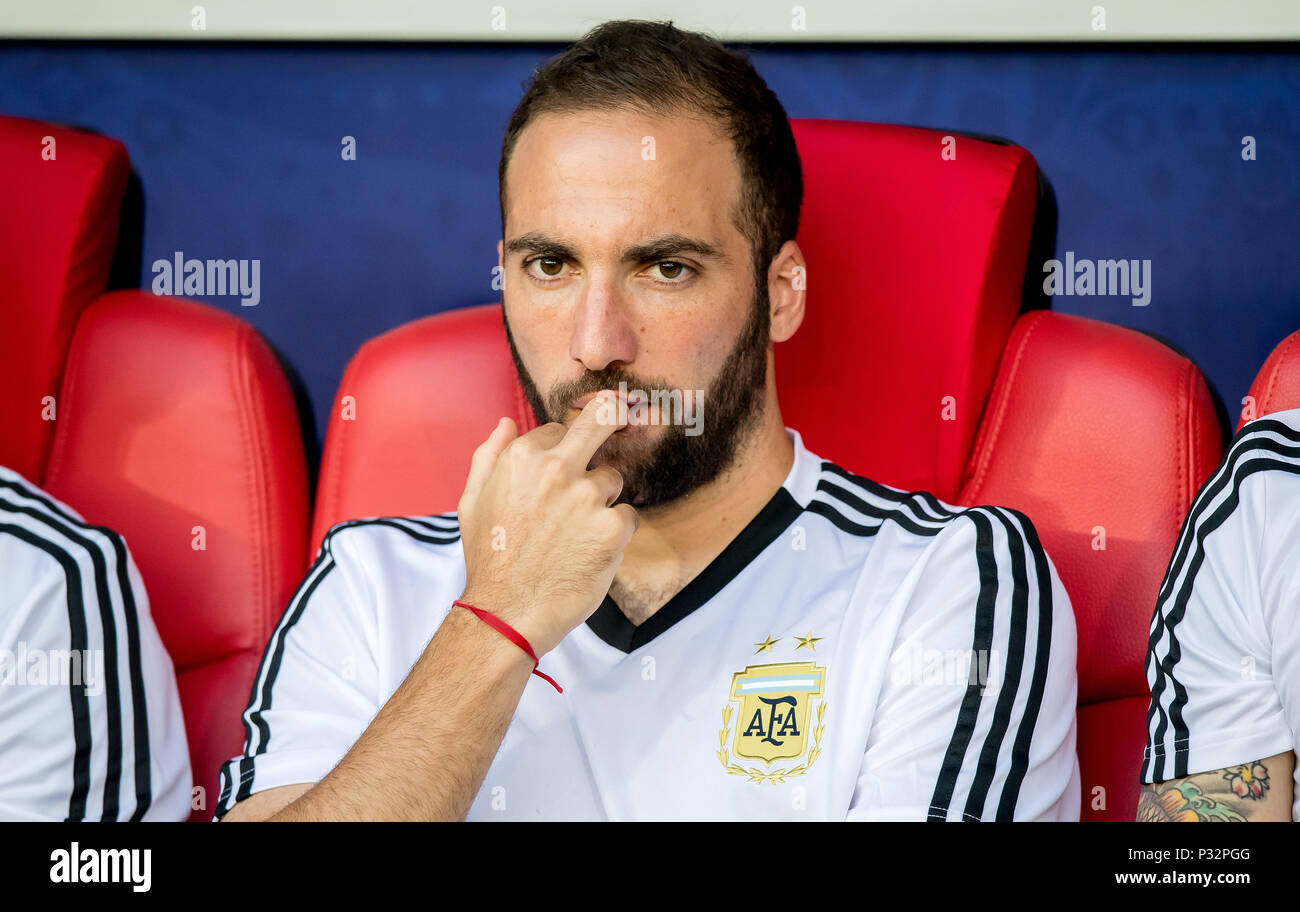 Moscow, Russland. 16th June, 2018. Gonzalo Higuain (Argentina) GES/Football/World Cup 2018 Russia: Argentina - Iceland, 16.06.2018 GES/Soccer/Football/Worldcup 2018 Russia: Argentina vs. Iceland, City, June 16, 2018 | usage worldwide Credit: dpa/Alamy Live News Stock Photo