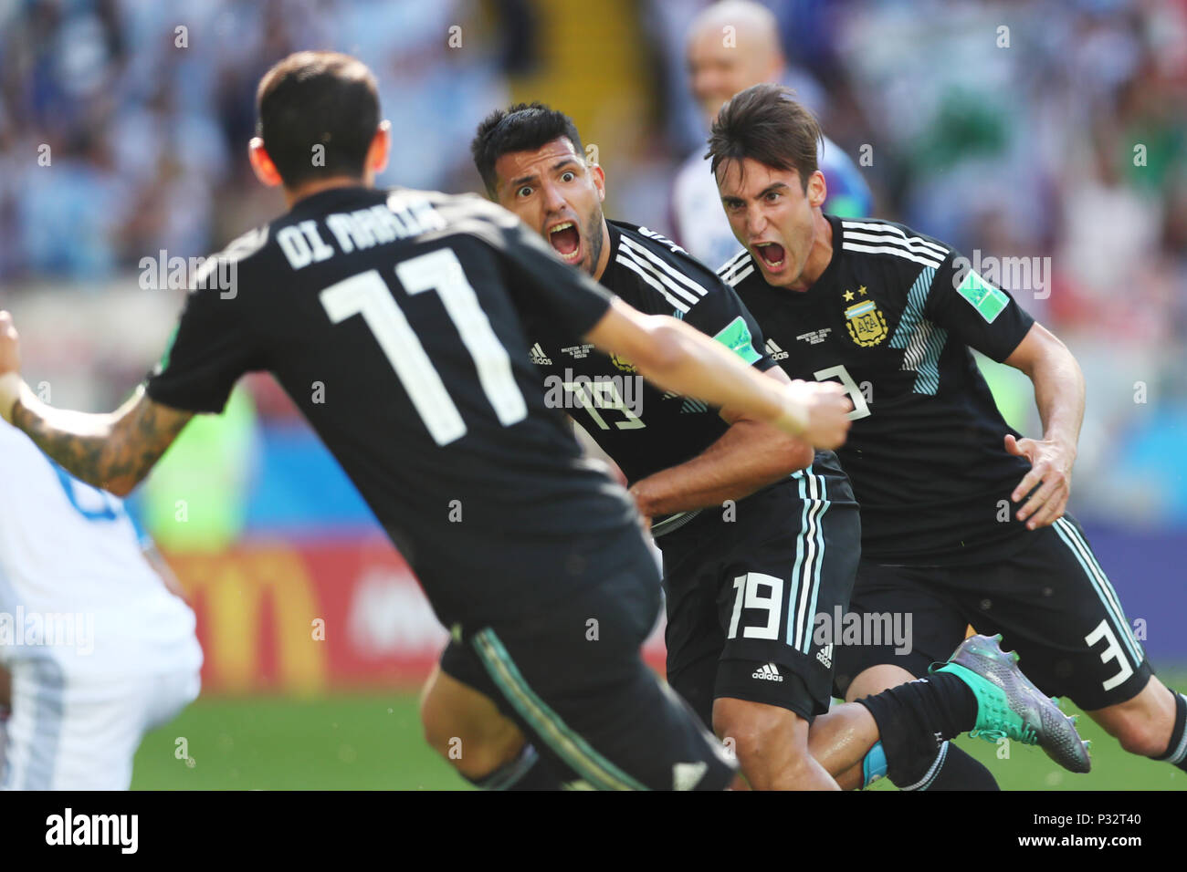 Moscow, Russia. 16th June, 2018. (L-R) Sergio Aguero, Nicolas Tagliafico (ARG) Football/Soccer : FIFA World Cup Russia 2018 Group D match between Argentina 1-1 Iceland at Spartak Stadium in Moscow, Russia . Credit: Yohei Osada/AFLO SPORT/Alamy Live News Stock Photo