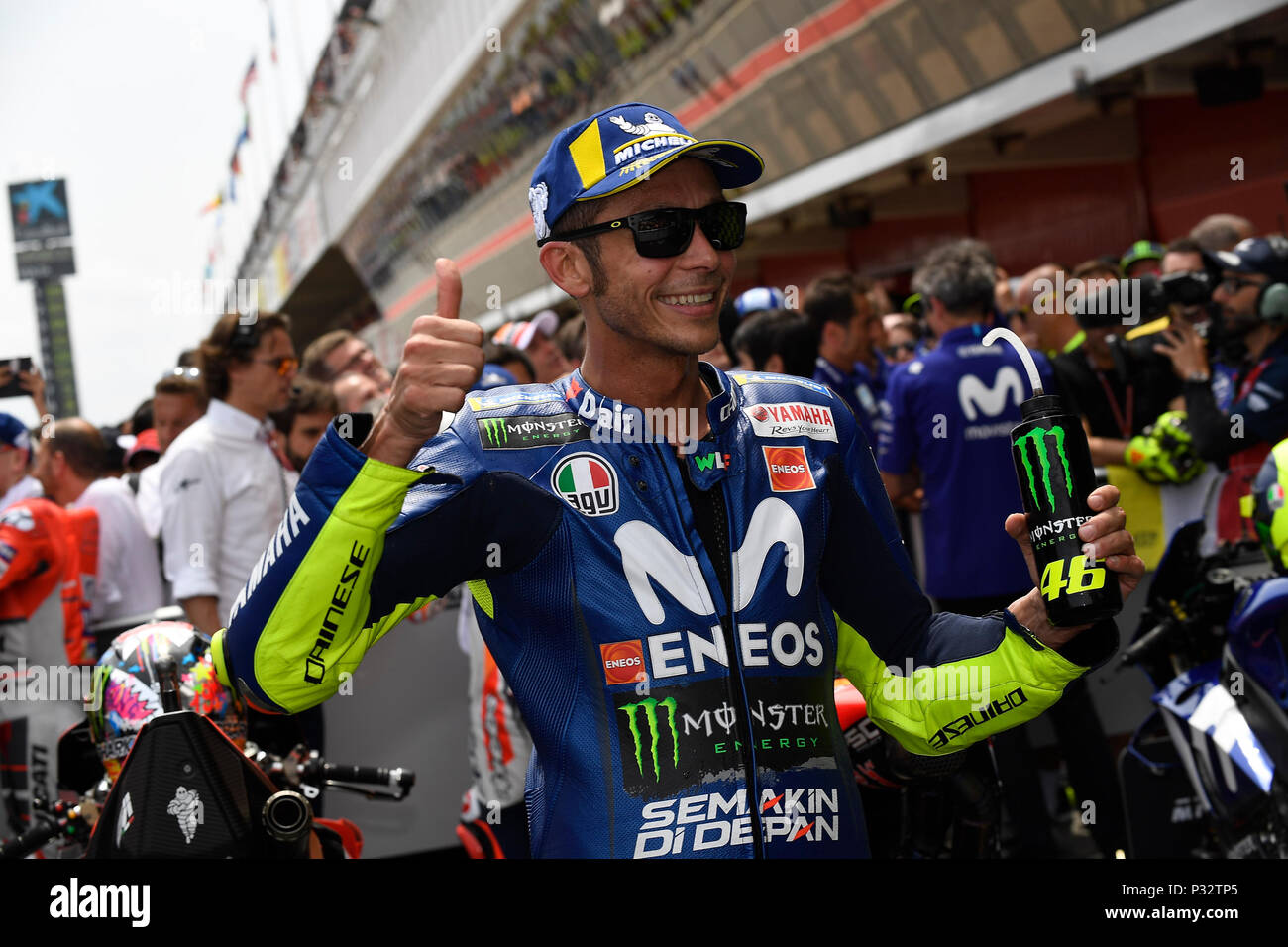 Barcelona, Spain, 17 June 2018. Valentino Rossi (46) of Italy and  Movistar Yamaha MotoGP during the race day of the Gran Premi Monster Energy de Catalunya, Circuit of Catalunya, Montmelo, Spain. 17th June of 2018. Credit: CORDON PRESS/Alamy Live News Stock Photo