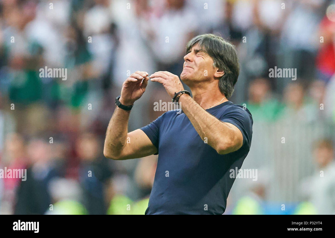 Moscow, Russia, 17 June 2018. Germany - Mexico, Soccer, Moscow, June 17, 2018  DFB headcoach Joachim Jogi LOEW, LÖW,sad, disappointed, angry, Emotions, disappointment, frustration, frustrated, sadness, desperate, despair,  GERMANY - MEXICO FIFA WORLD CUP 2018 RUSSIA, Group F, Season 2018/2019,  June 17, 2018 L u z h n i k i Stadium in Moscow, Russia.  © Peter Schatz / Alamy Live News Stock Photo