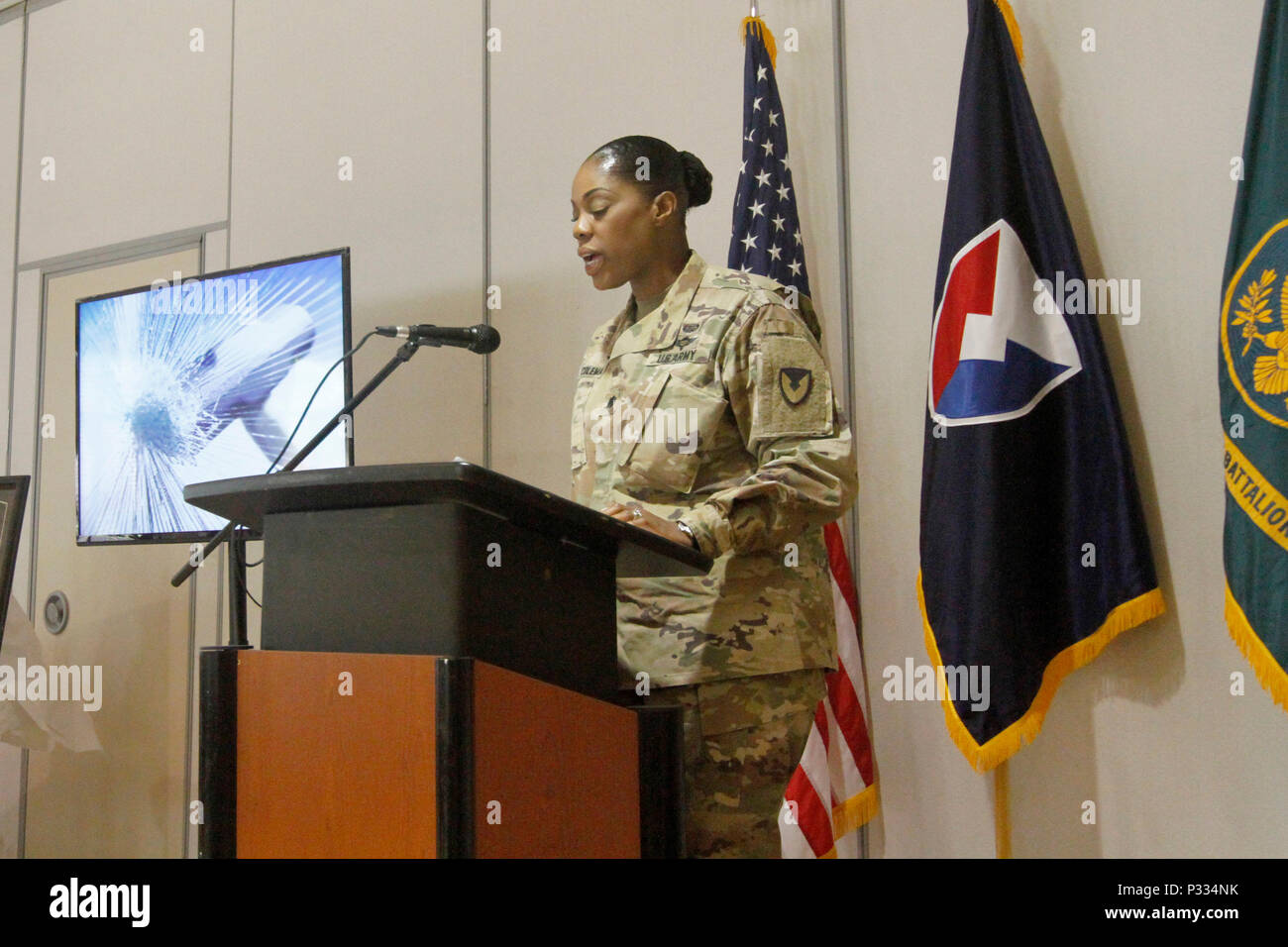 Lt. Col. Octavia Colemand, commander of Army Field Support Battalion