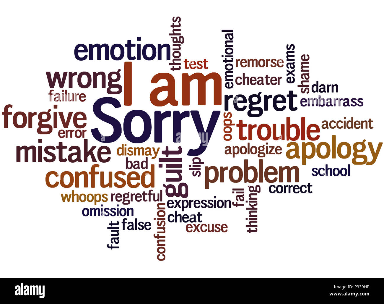 I am Sorry, word cloud concept on white background. Stock Photo