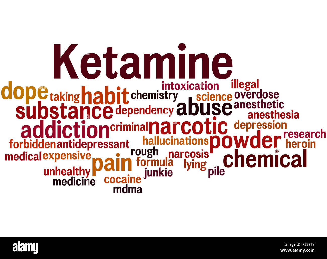 Ketamine, word cloud concept on white background. Stock Photo