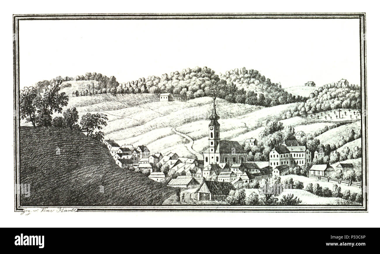 062 Gnas, Feldbach, gez. von Vincent Hartl - J.F.Kaiser Lithografirte Ansichten der Steiermark 1830 Stock Photo