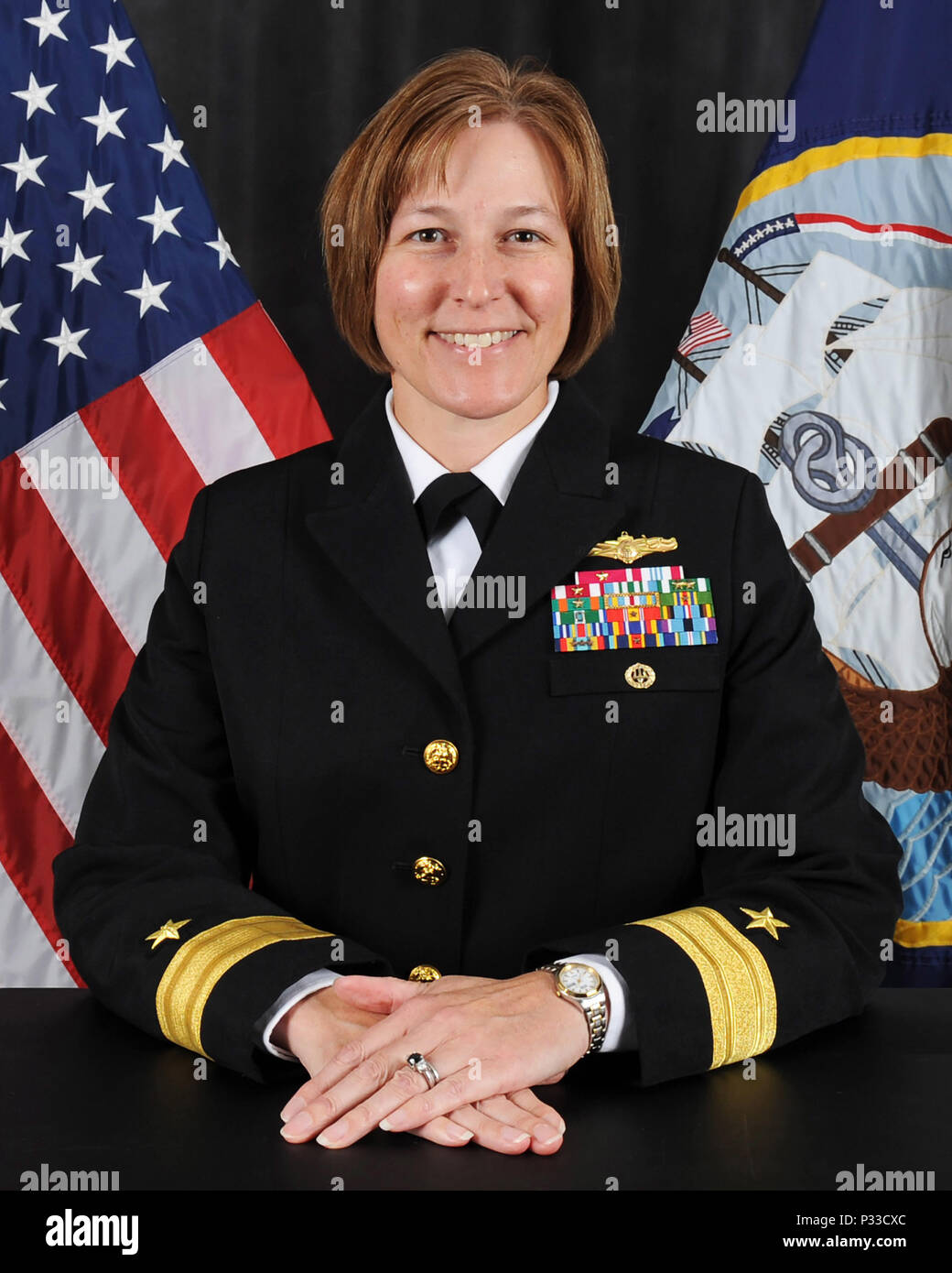 Offical portrait for RDML Kelly Aeschbach. (US Navy Photo by Robert ...