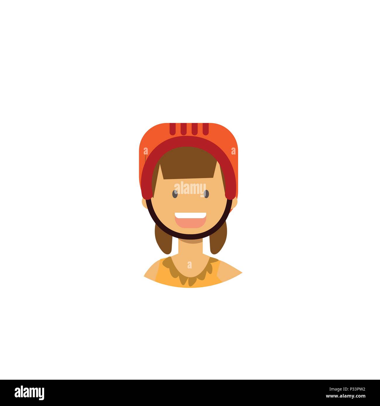 cute children face happy girl helmet portrait on white background