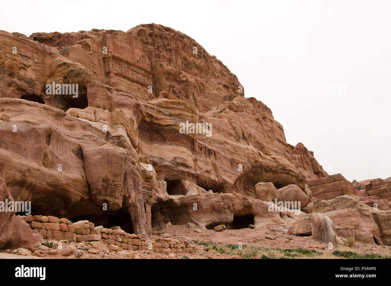 Caves in the world heritage site of Petra, Jordan, Middle East Stock Photo