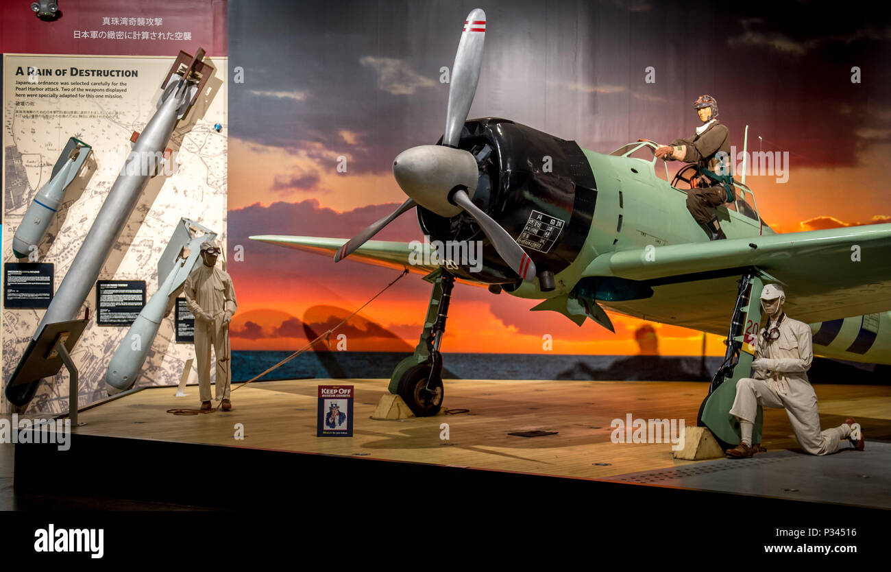 The restored Mitsubishi A6M Zero fighter is displayed with Japanese ...